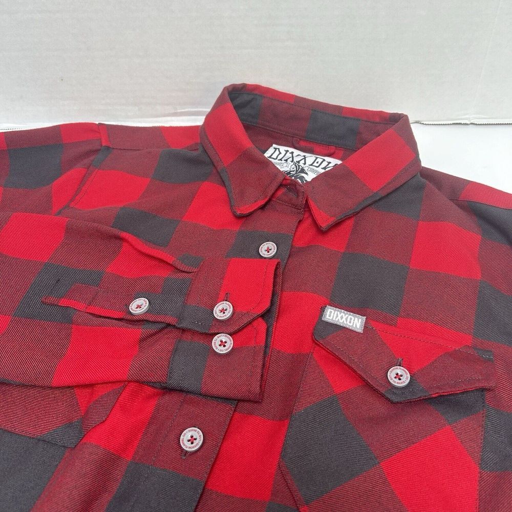 Dixxon Flannel Fifty Fifty Women's Red Buffalo Plaid Shirt D-Tech Blend Medium